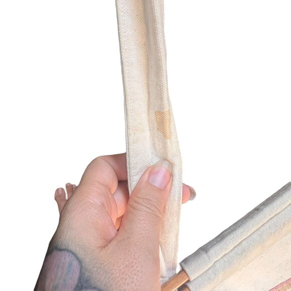 Vintage 90s Cream Multicolor Print Canvas Shoulder Bag - Picture 5 of 7